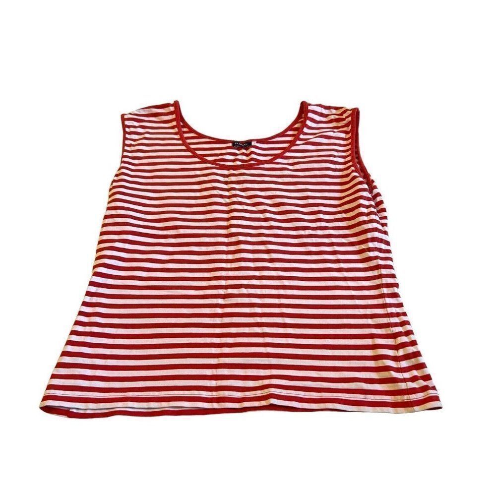 Global Sport Red Striped Tank Top Medium Spring Summer Womens Classic Comfy